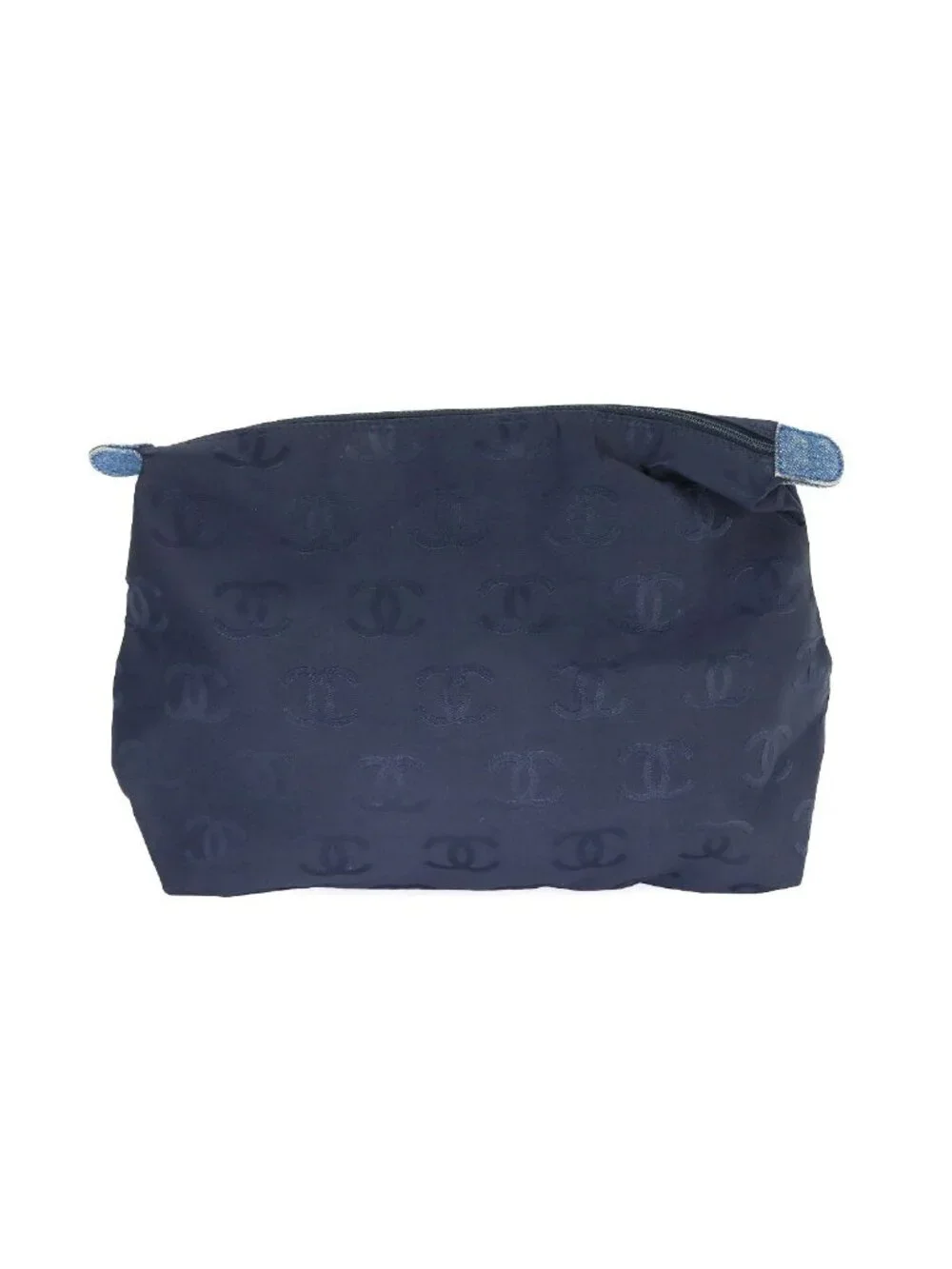Chanel Plastic Chain Tote Bag Denim Blue Vintage Silver CC Logo